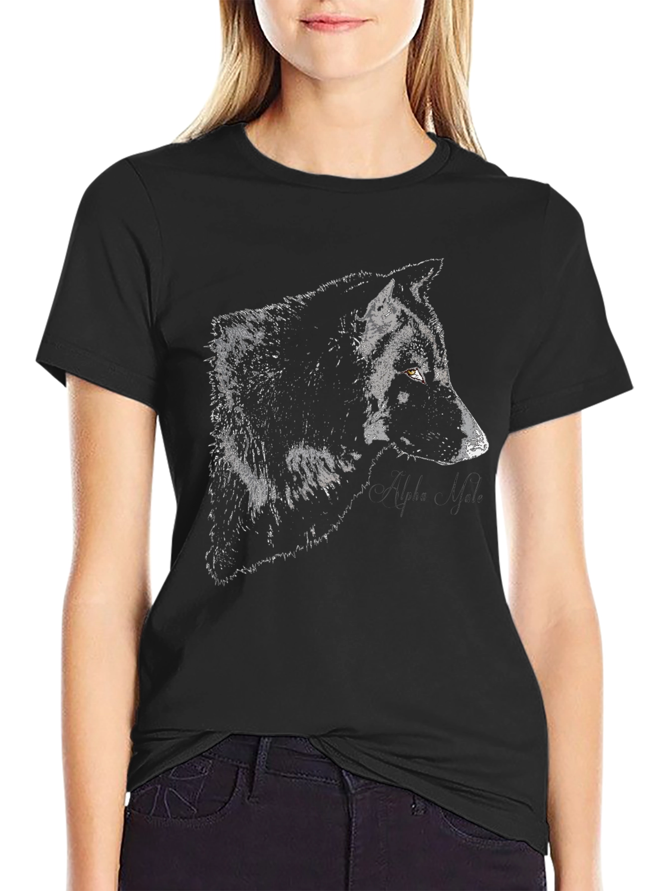 Wolf Alpha Male Black T-Shirt