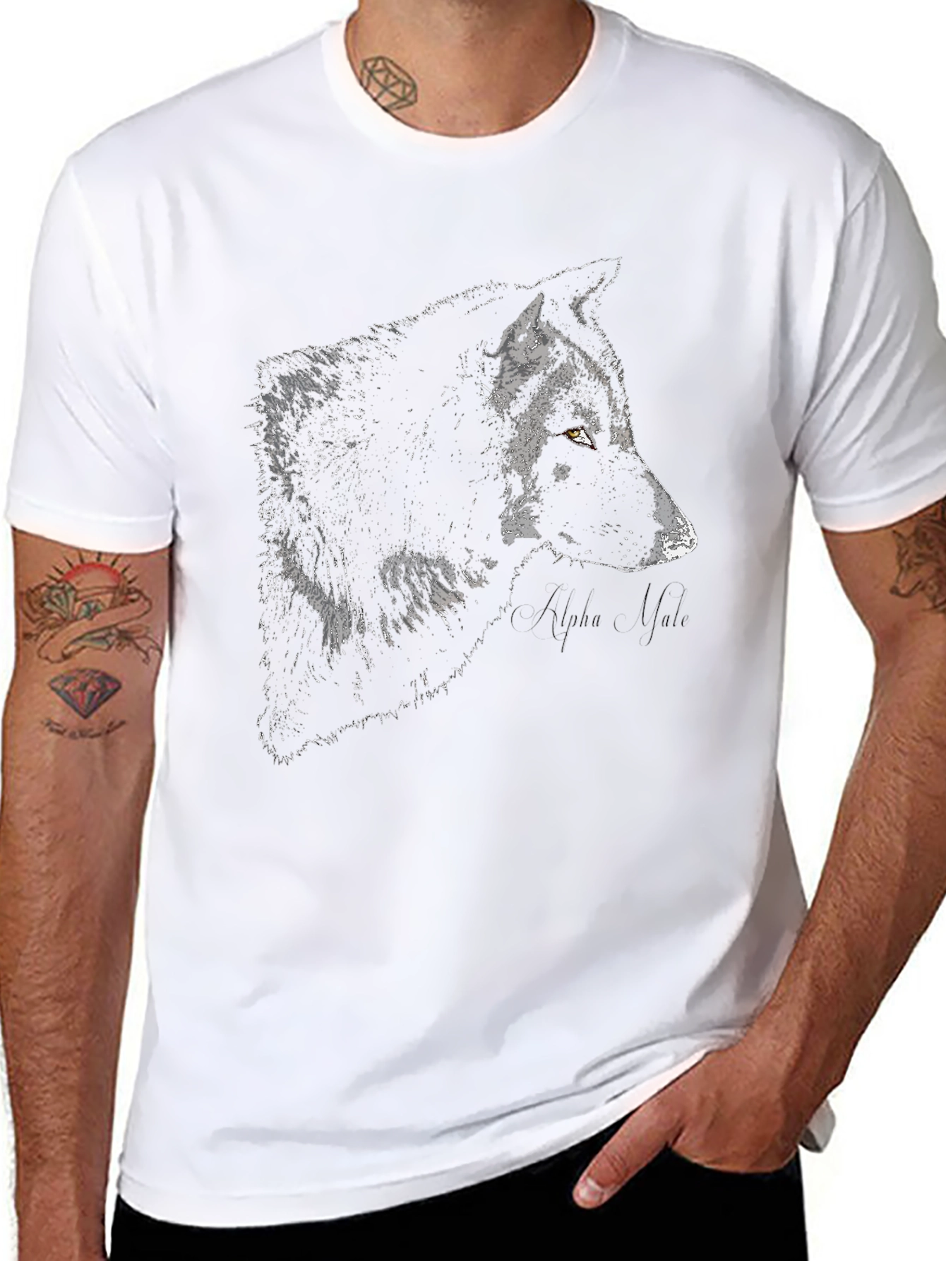 Wolf Alpha Male Black T-Shirt