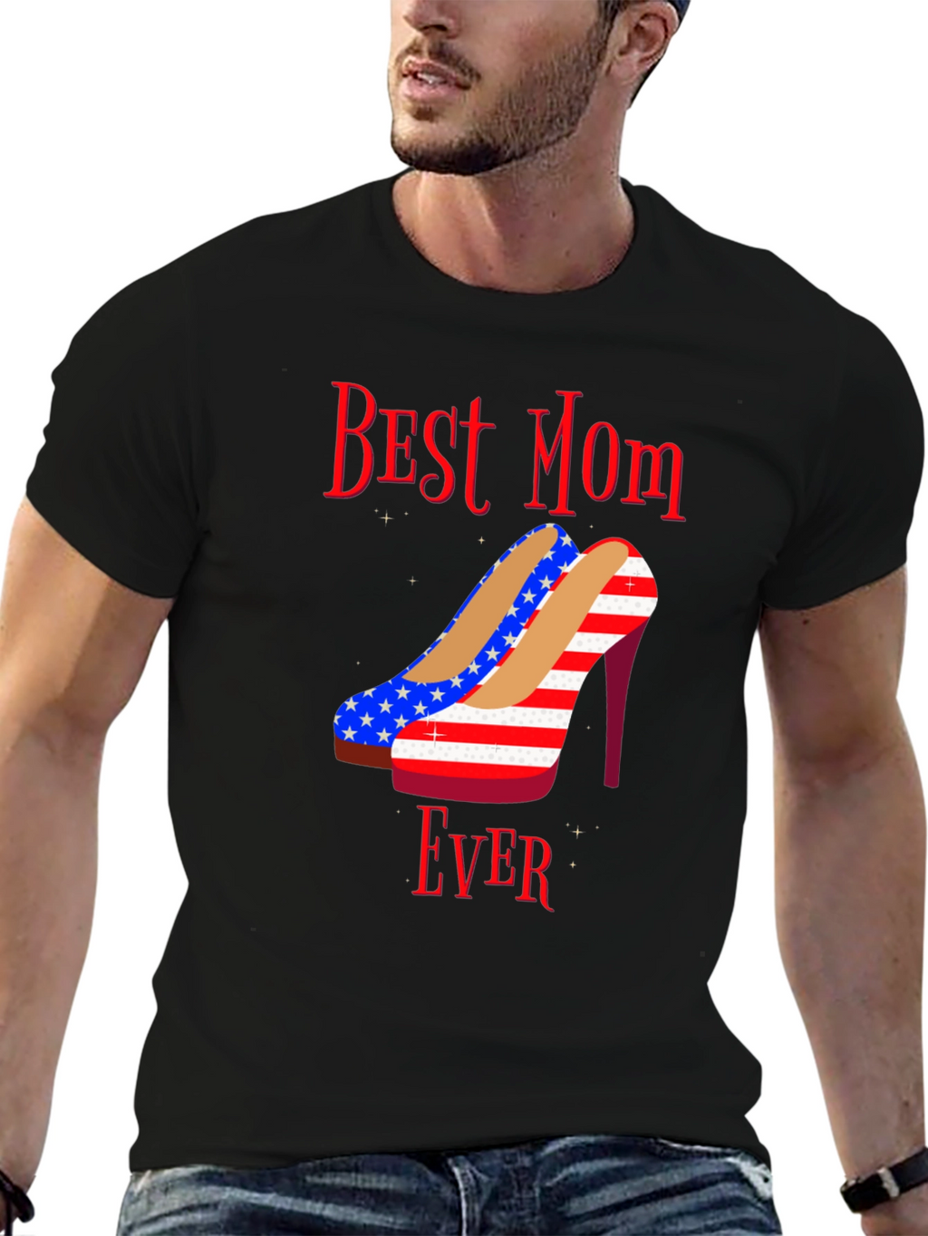 Best Mom Ever Patriotic Heels Graphic T-Shirt