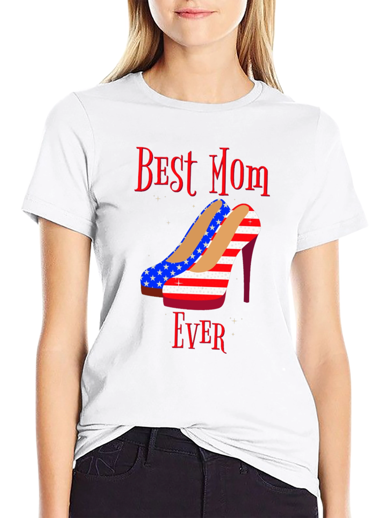 Best Mom Ever Patriotic Heels Graphic T-Shirt