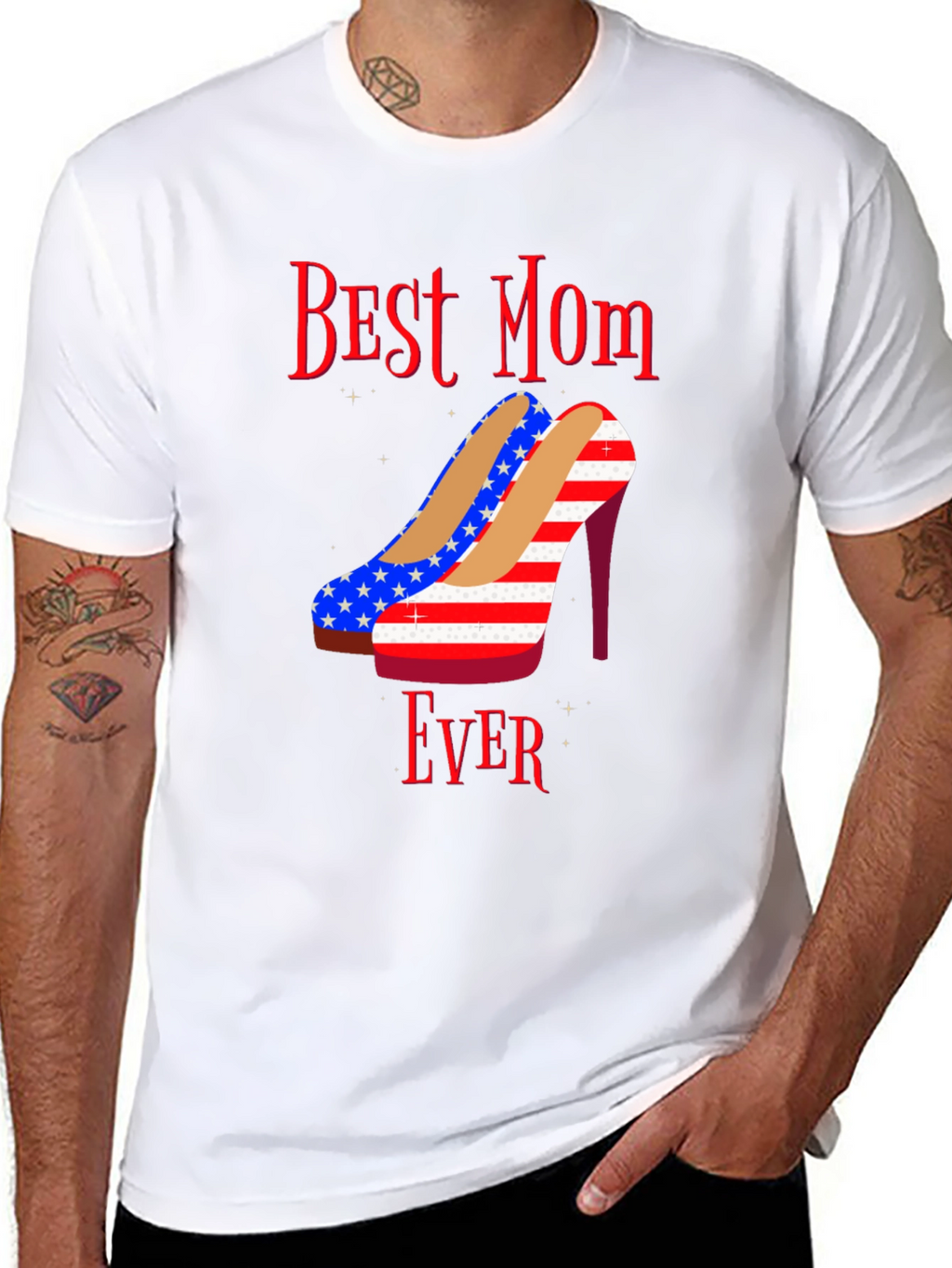 Best Mom Ever Patriotic Heels Graphic T-Shirt