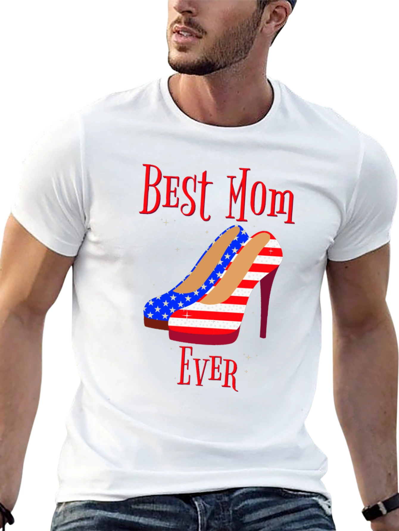 Best Mom Ever Patriotic Heels Graphic T-Shirt
