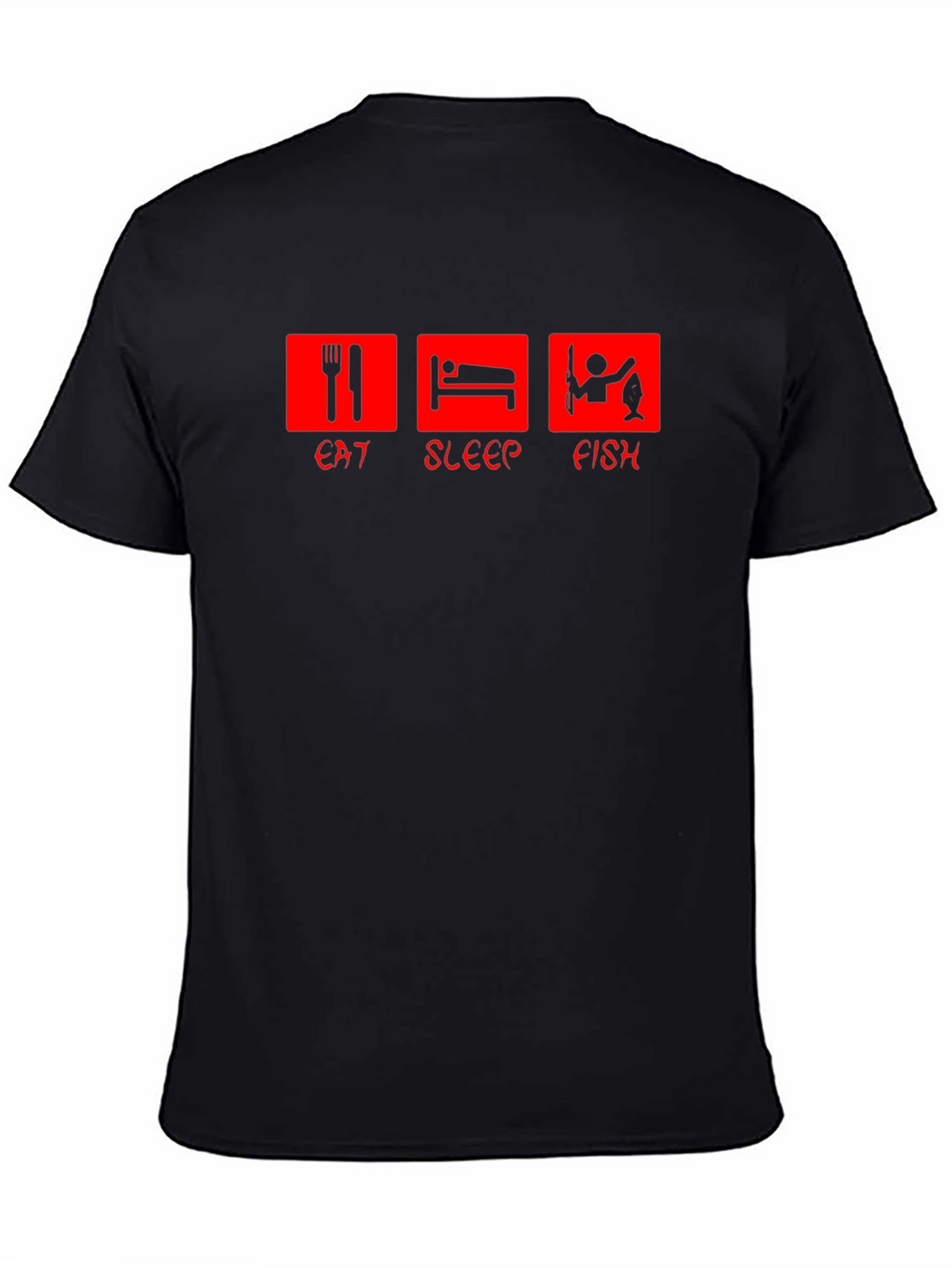 Eat Sleep Fish Graphic Tee - Black Cotton T-Shirt
