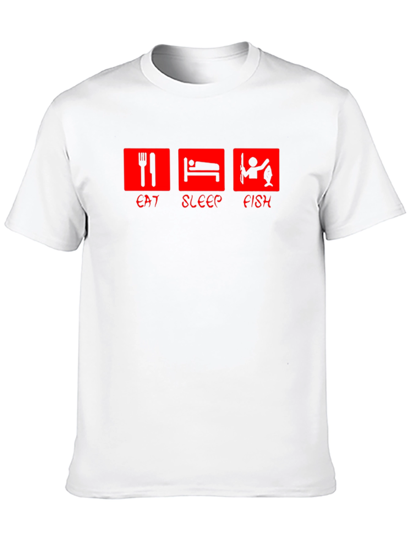 Eat Sleep Fish Graphic Tee - Black Cotton T-Shirt