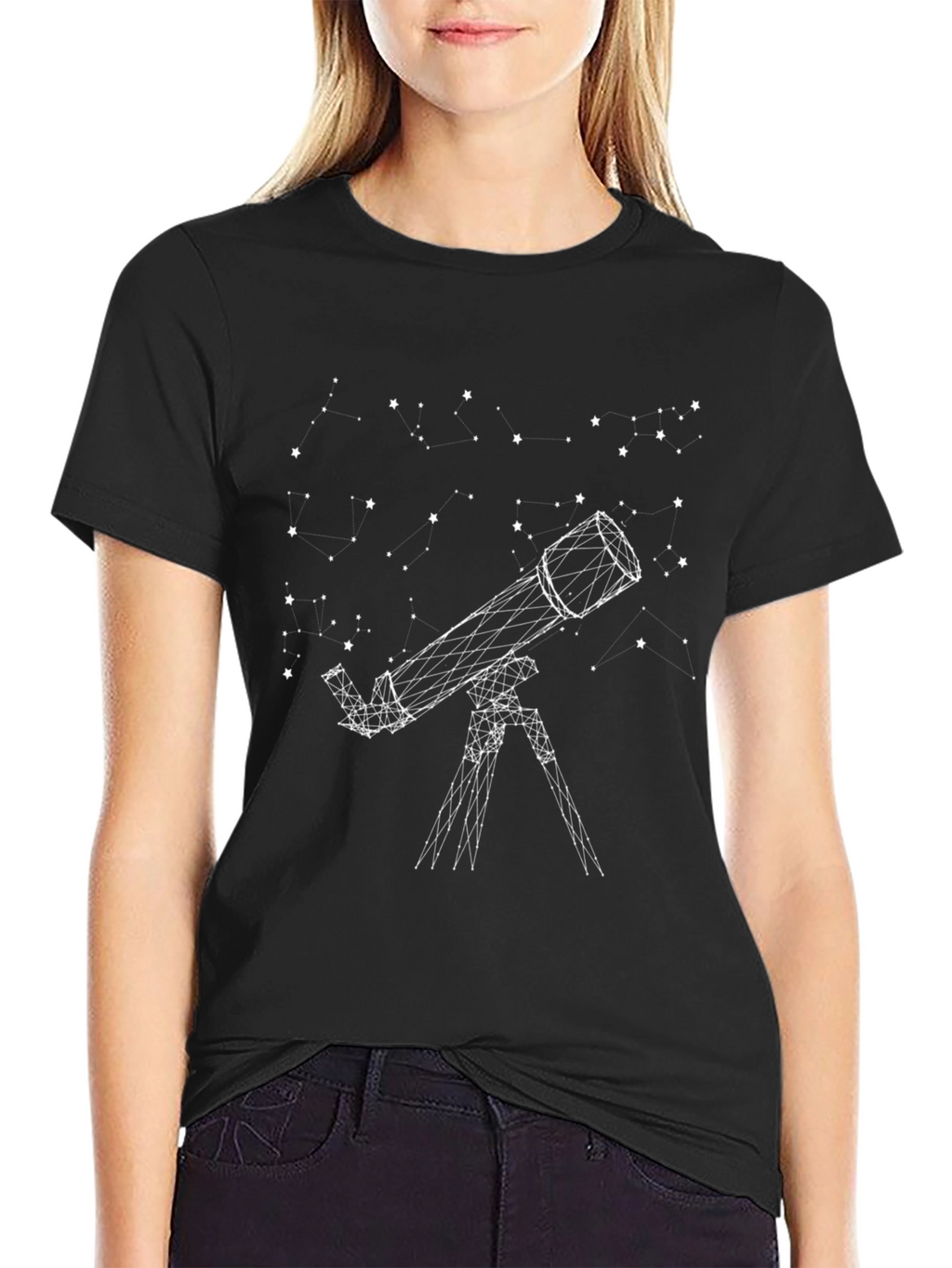 Telescope Constellation Graphic Black T-Shirt