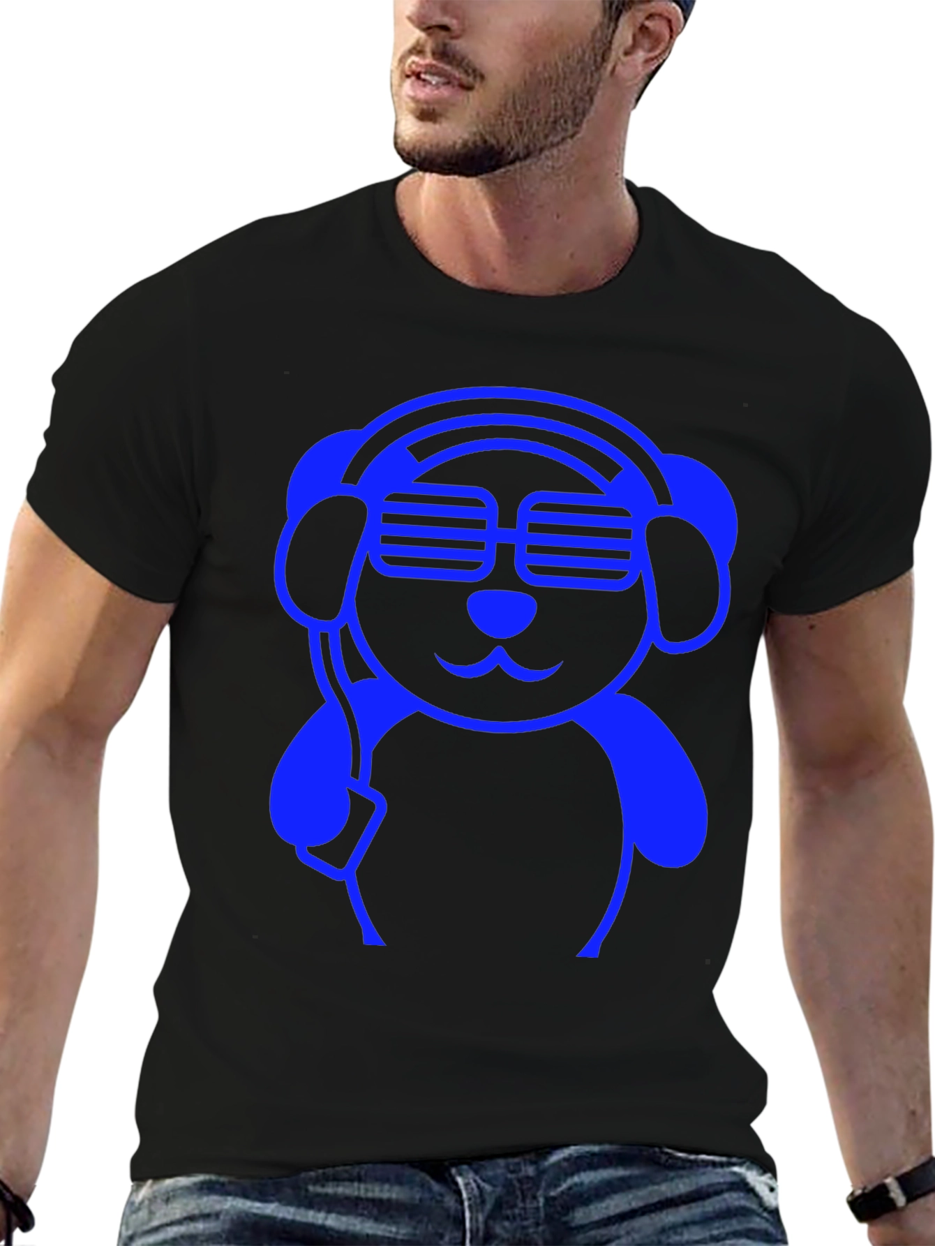 Cool Blue DJ Dog Graphic Tee