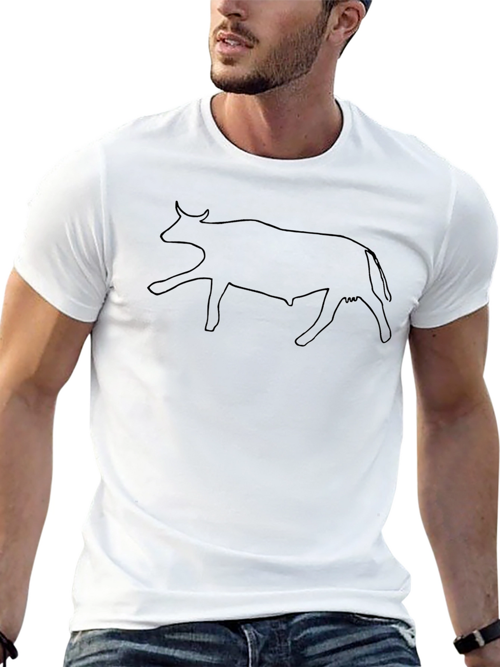 Cave Art Cow T-Shirt - Black