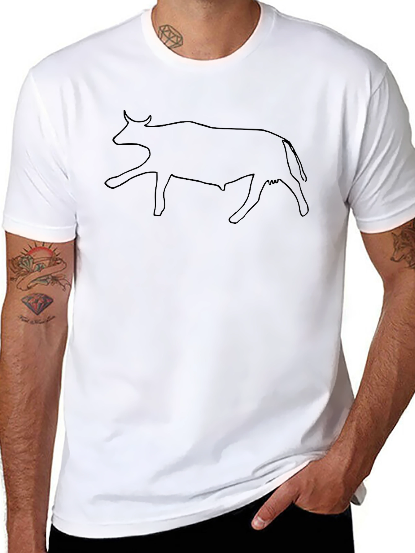 Cave Art Cow T-Shirt - Black