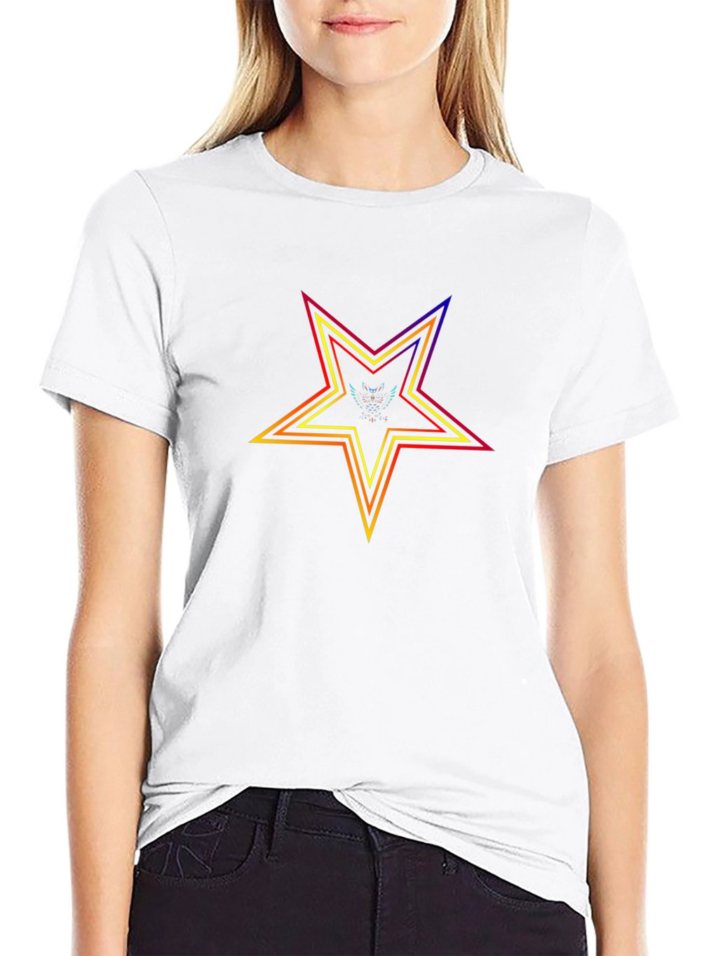 Rainbow Star Graphic Black T-Shirt