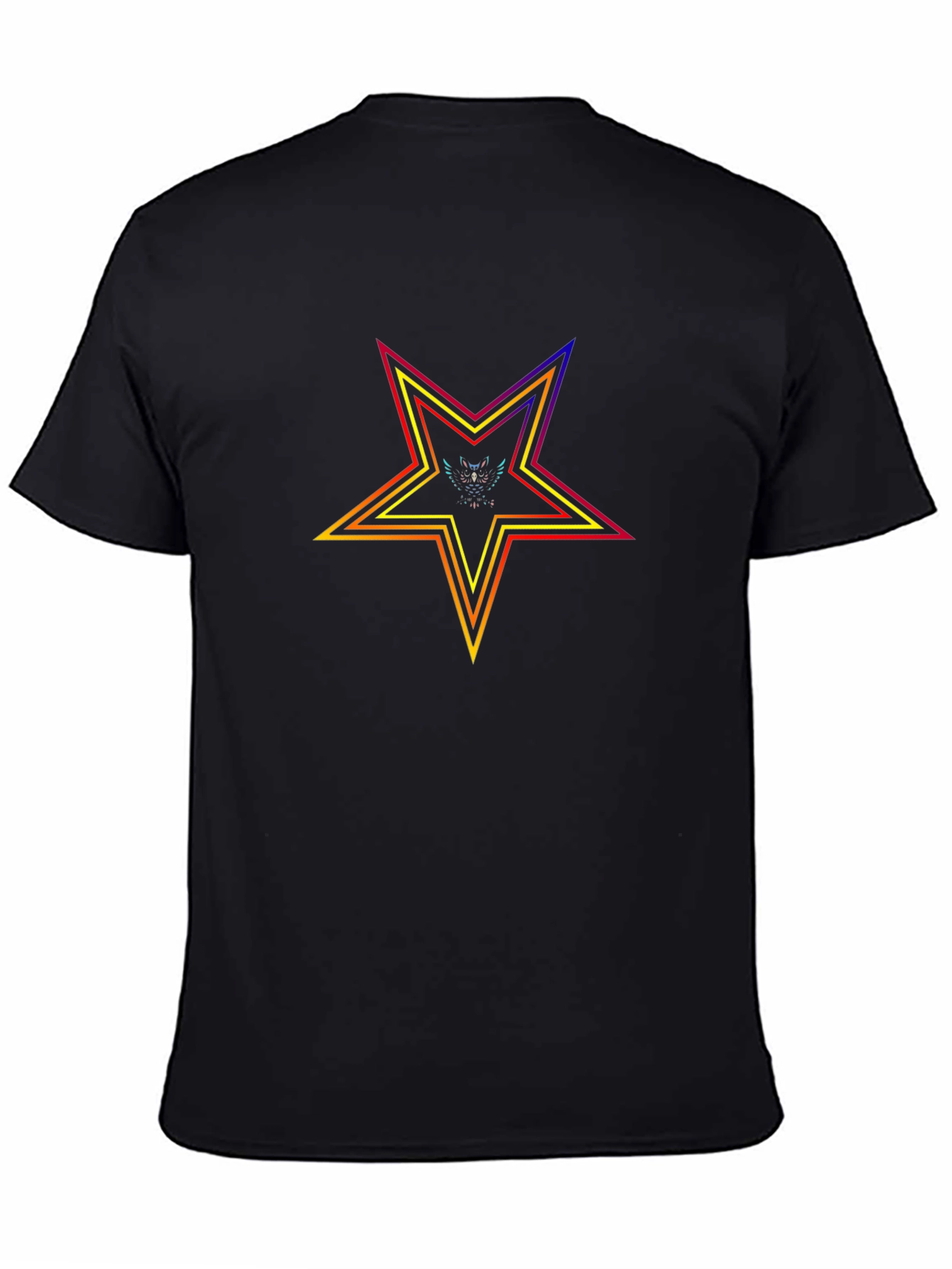 Rainbow Star Graphic Black T-Shirt