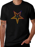 Rainbow Star Graphic Black T-Shirt