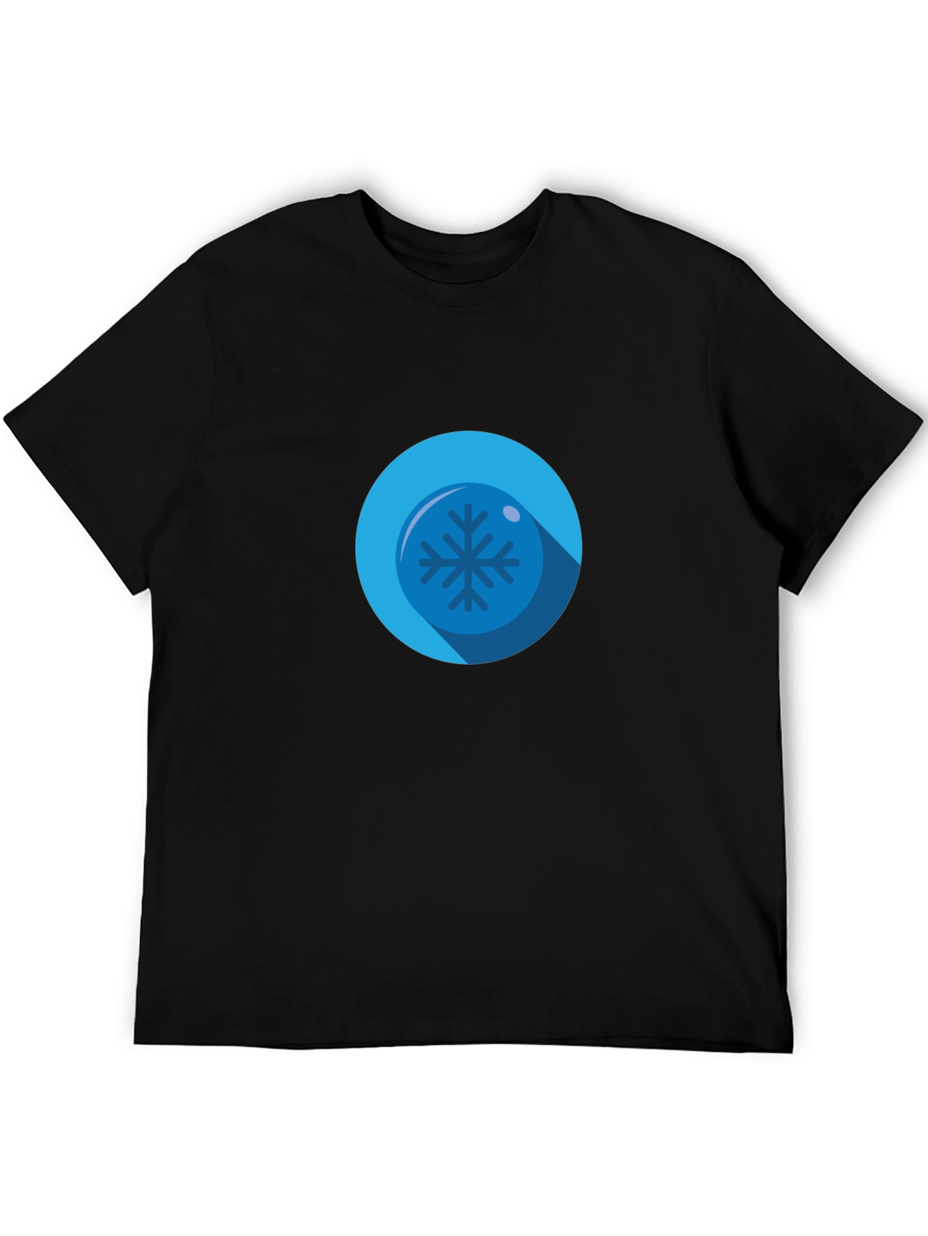 Cool Blue Snowflake Graphic Black T-Shirt