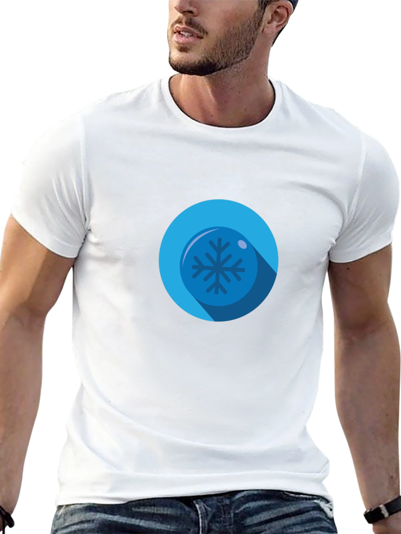 Cool Blue Snowflake Graphic Black T-Shirt