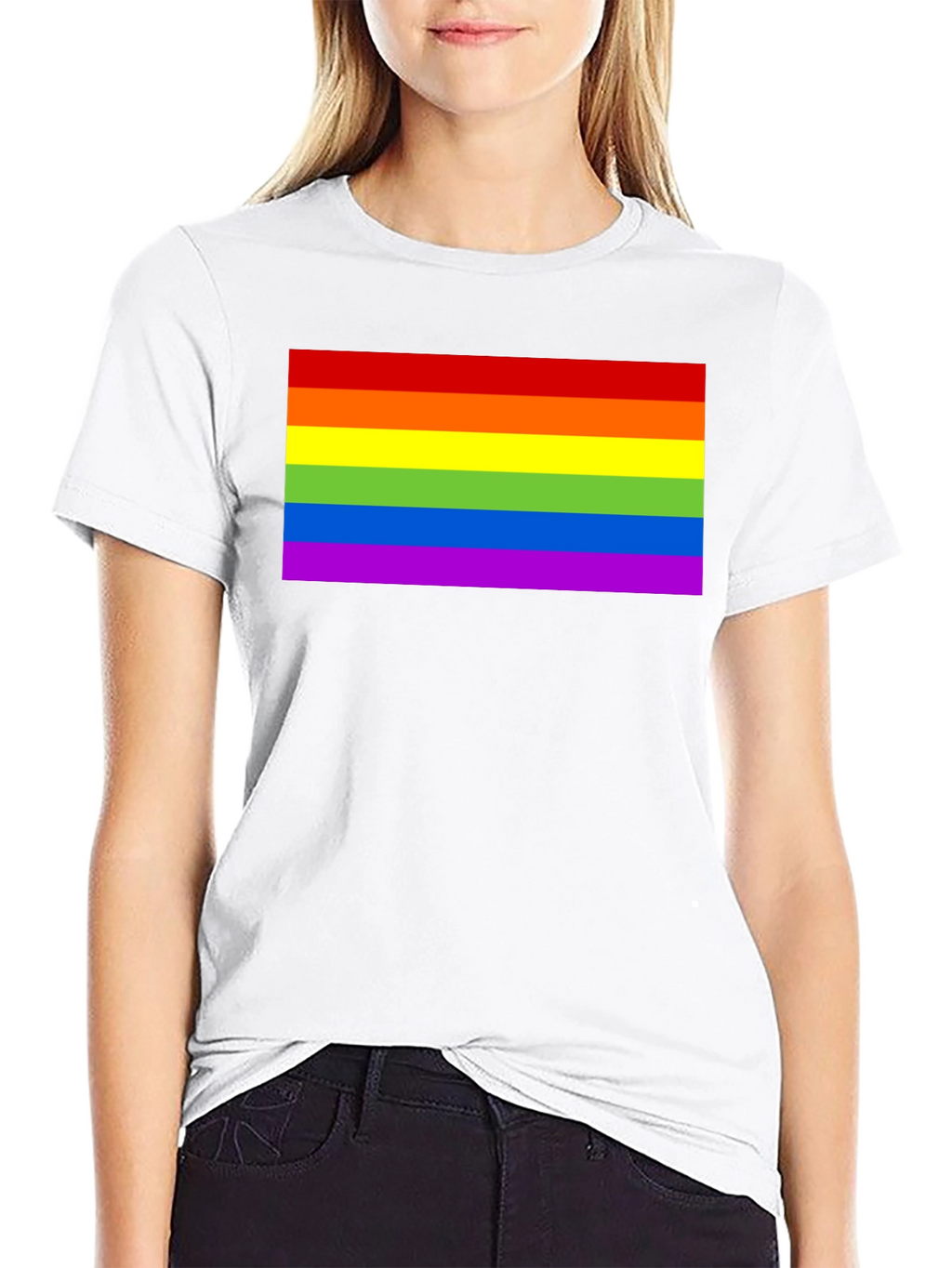 Pride Rainbow Flag Graphic Tee - Black Cotton T-Shirt