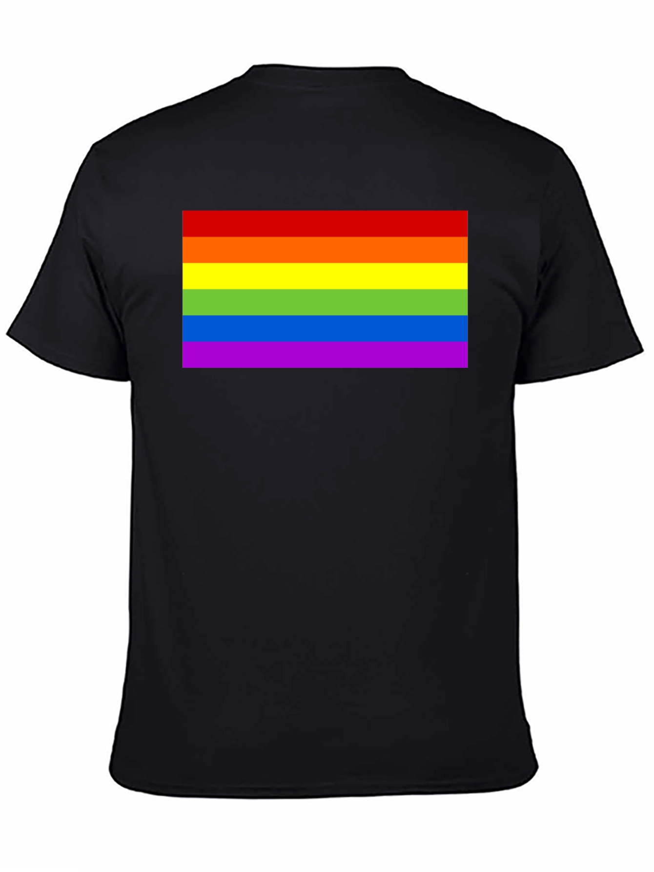 Pride Rainbow Flag Graphic Tee - Black Cotton T-Shirt