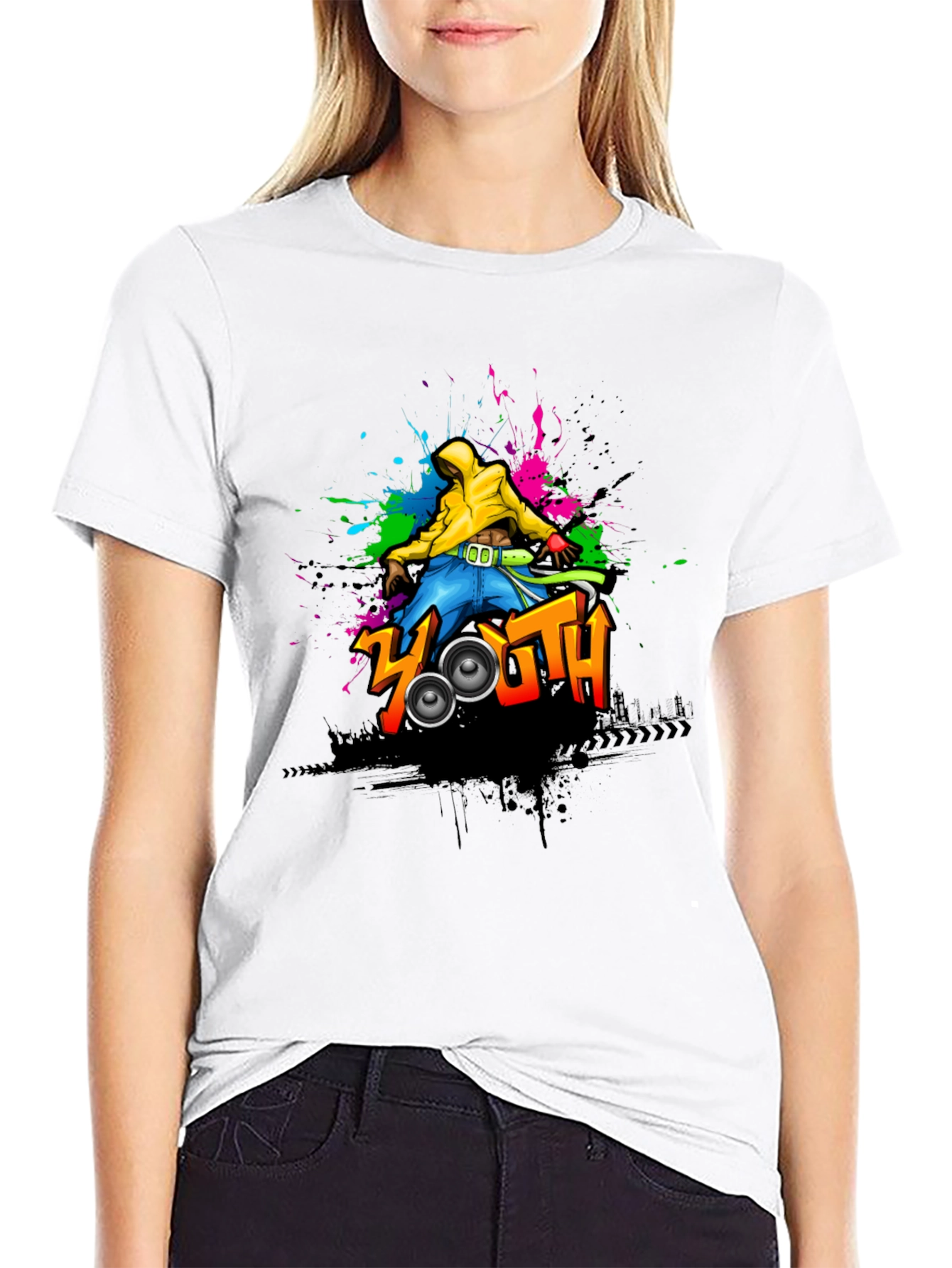 Youth Graphic Print Black T-Shirt