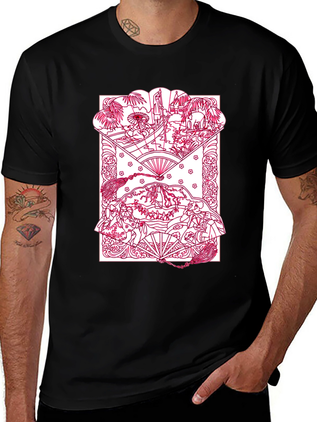 Artistic Graphic Print Crew Neck T-Shirt
