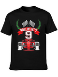 Rollin Into 9 T-Shirt Race Car Birthday Tee
