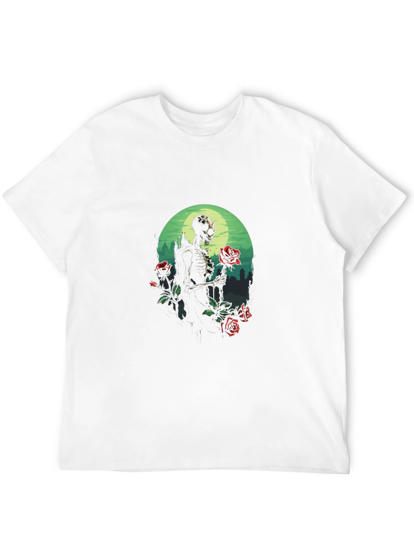 Skeleton & Roses Graphic Tee - Gothic Style