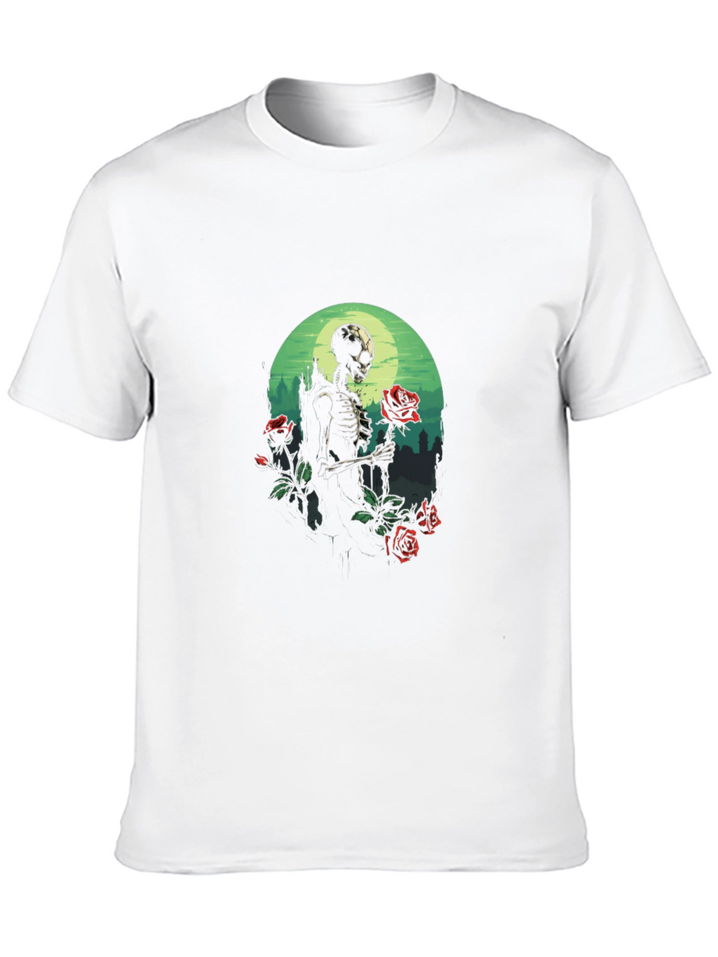 Skeleton & Roses Graphic Tee - Gothic Style