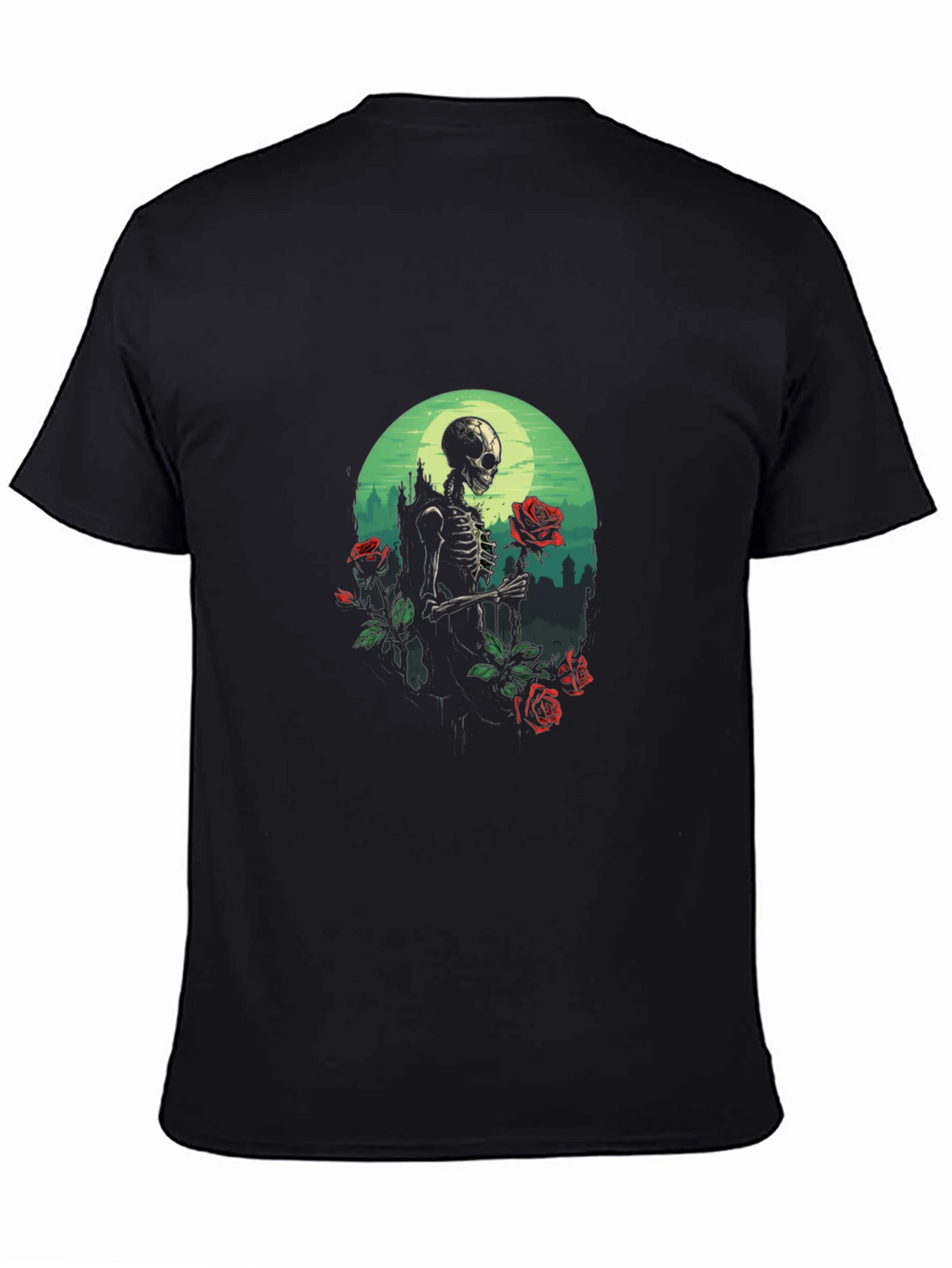 Skeleton & Roses Graphic Tee - Gothic Style