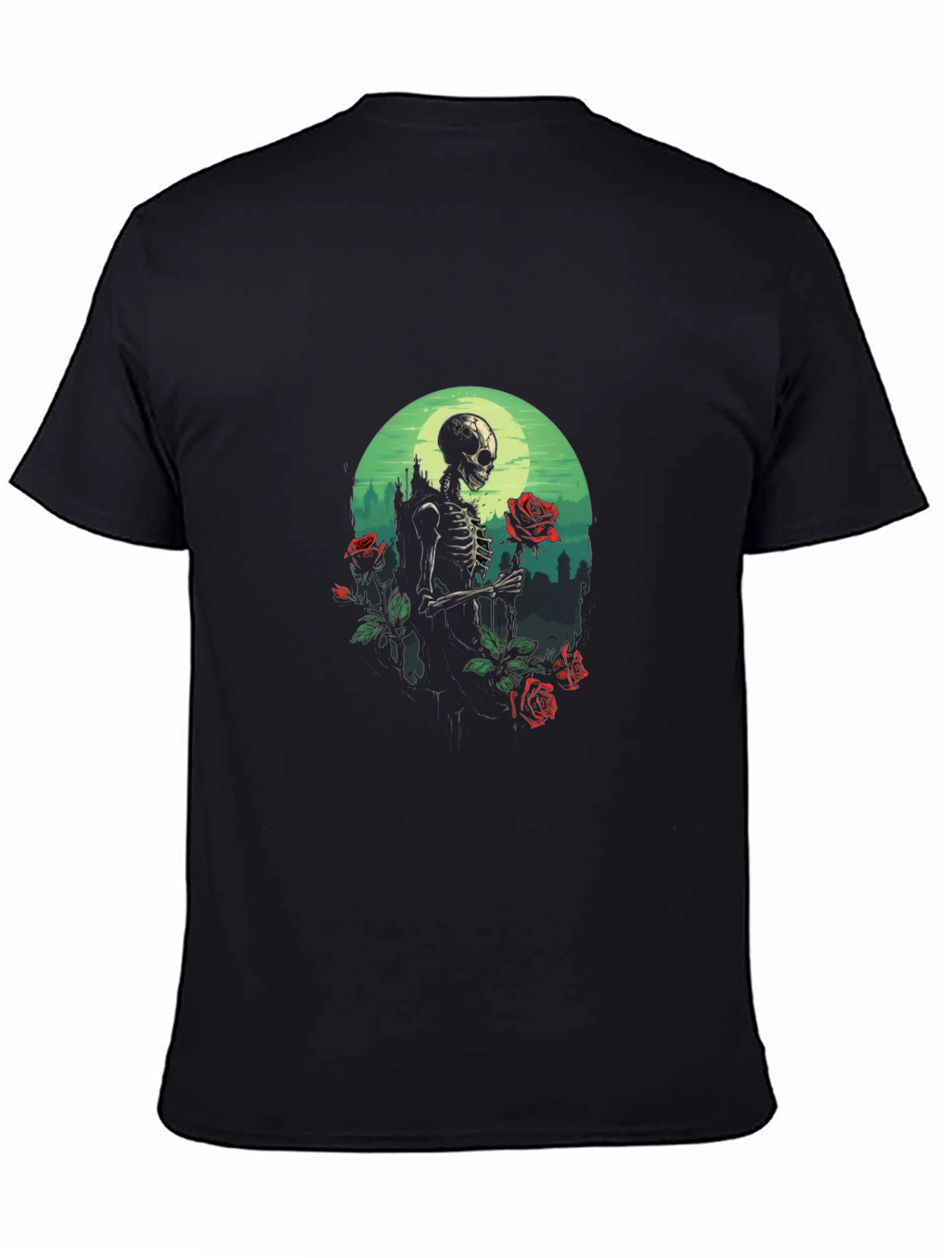 Skeleton & Roses Graphic Tee - Gothic Style