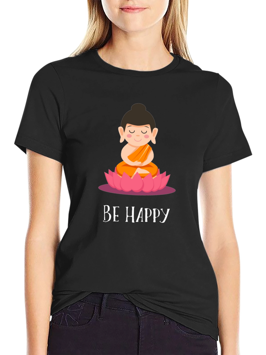 Be Happy Buddha Graphic Tee - Soft Cotton Blend