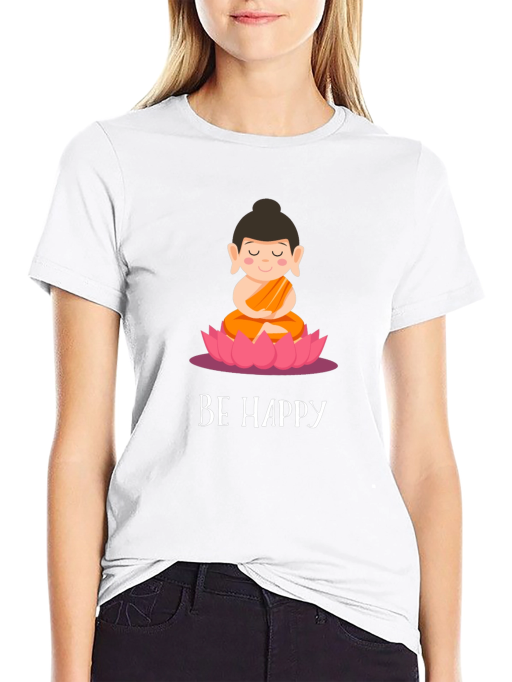 Be Happy Buddha Graphic Tee - Soft Cotton Blend