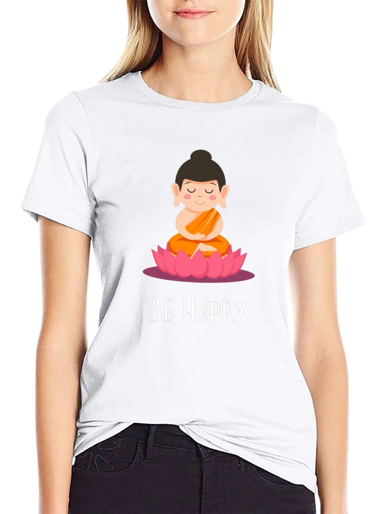 Be Happy Buddha Graphic Tee - Soft Cotton Blend
