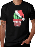 Festive Cactus Graphic Tee - Holiday Cheer!