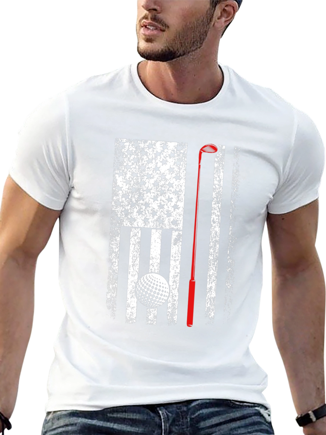 Golf American Flag Patriotic Graphic T-Shirt