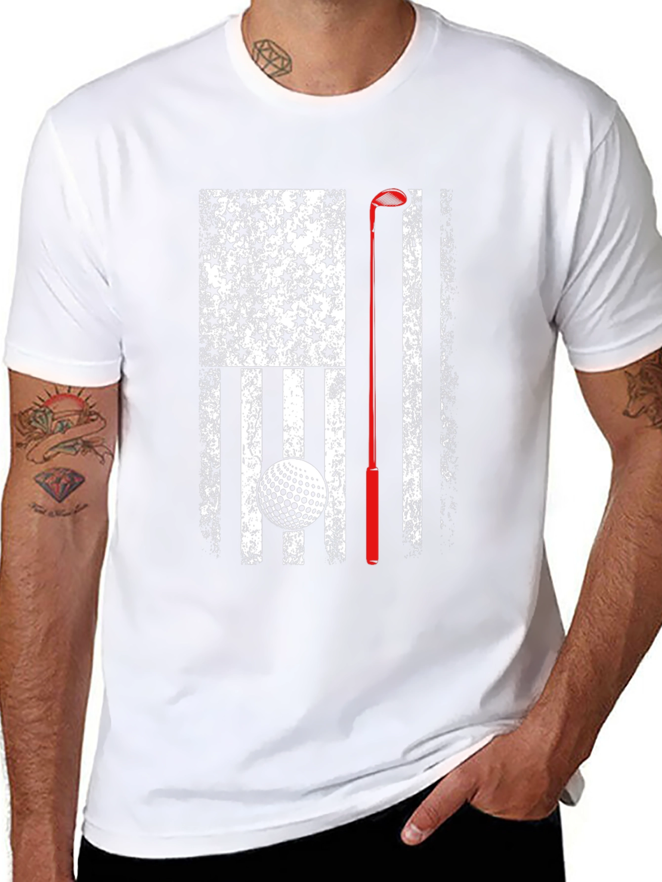 Golf American Flag Patriotic Graphic T-Shirt