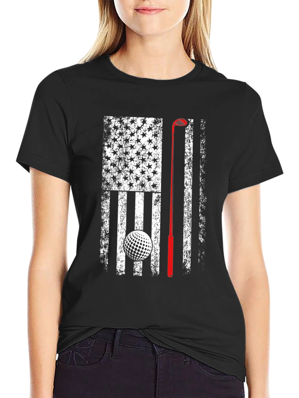 Golf American Flag Patriotic Graphic T-Shirt