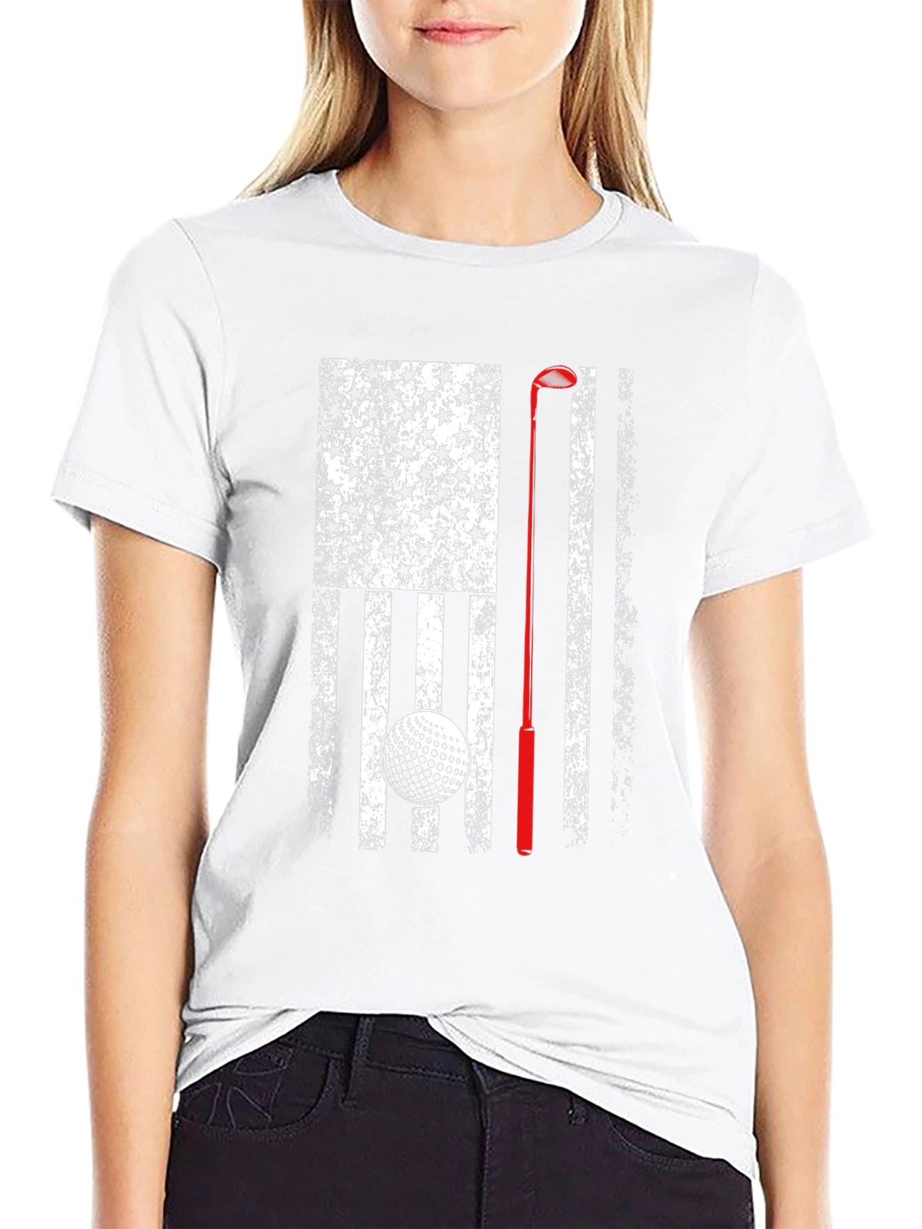 Golf American Flag Patriotic Graphic T-Shirt