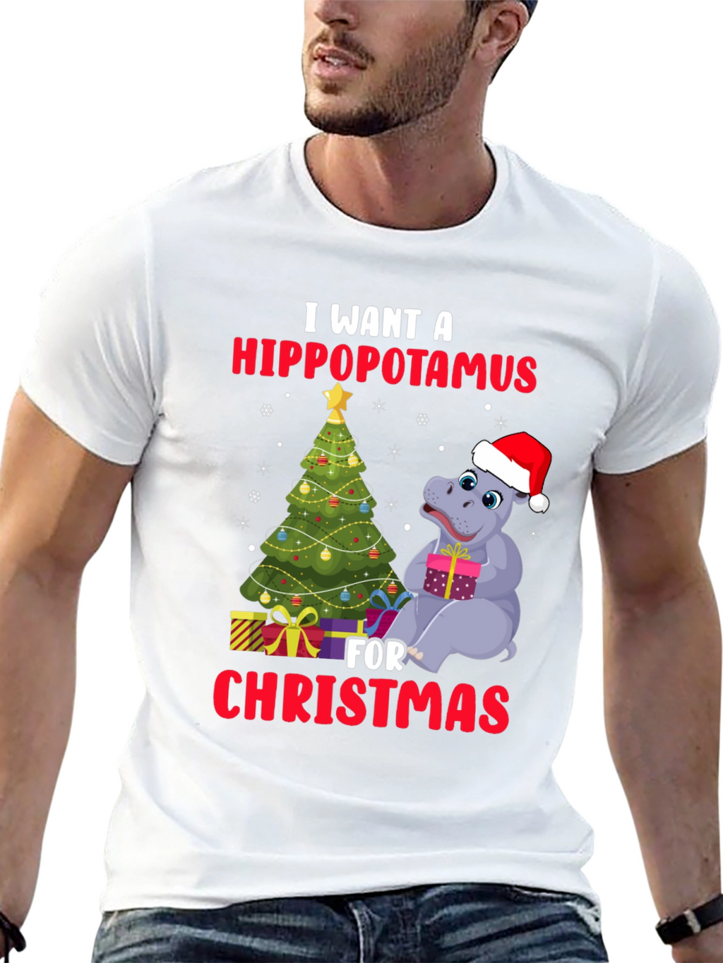 Hippopotamus Christmas T-Shirt