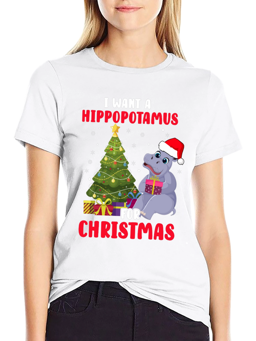 Hippopotamus Christmas T-Shirt
