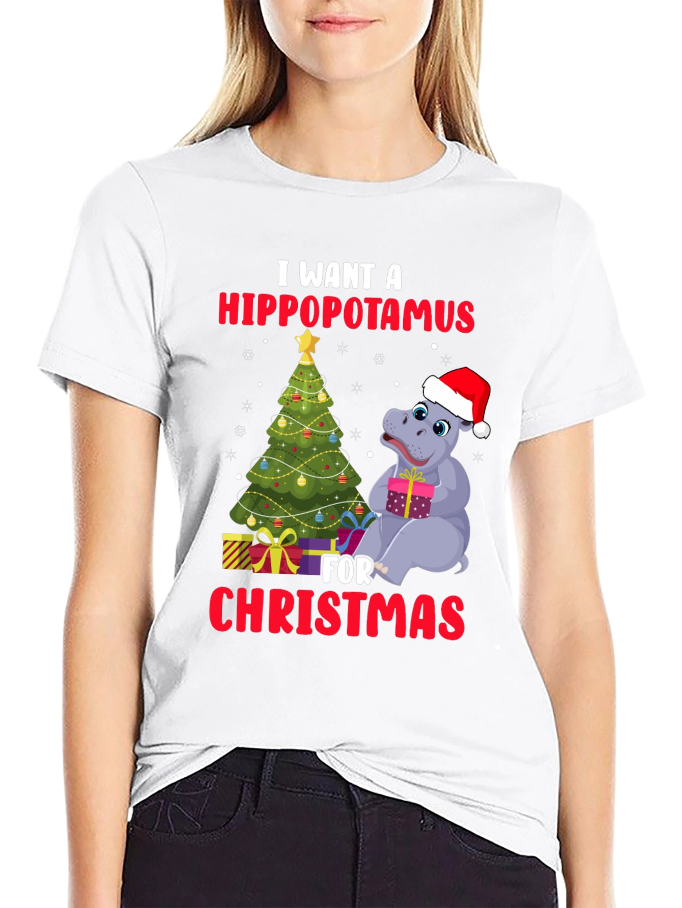 Hippopotamus Christmas T-Shirt