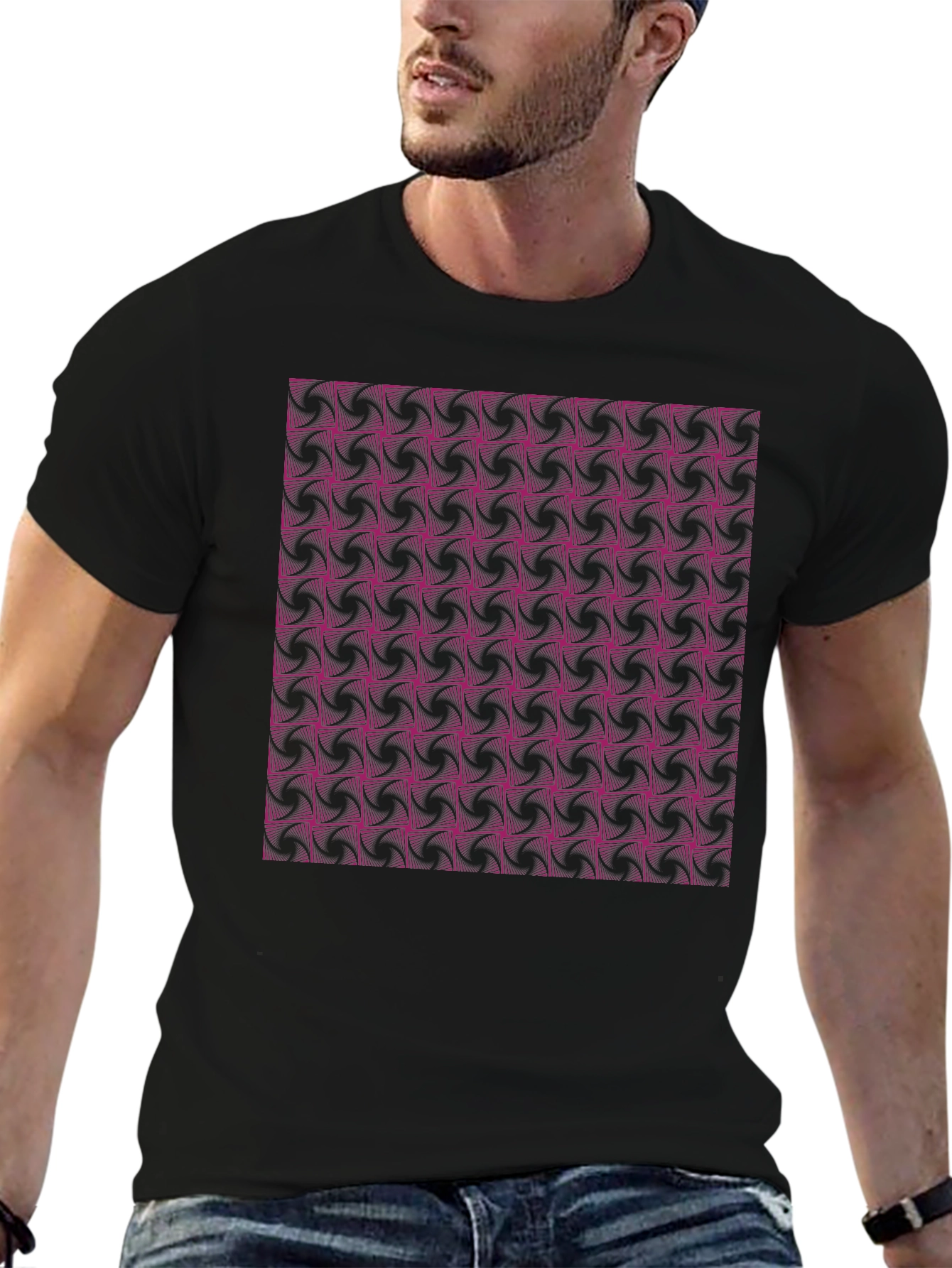 Geometric Pattern Black T-Shirt