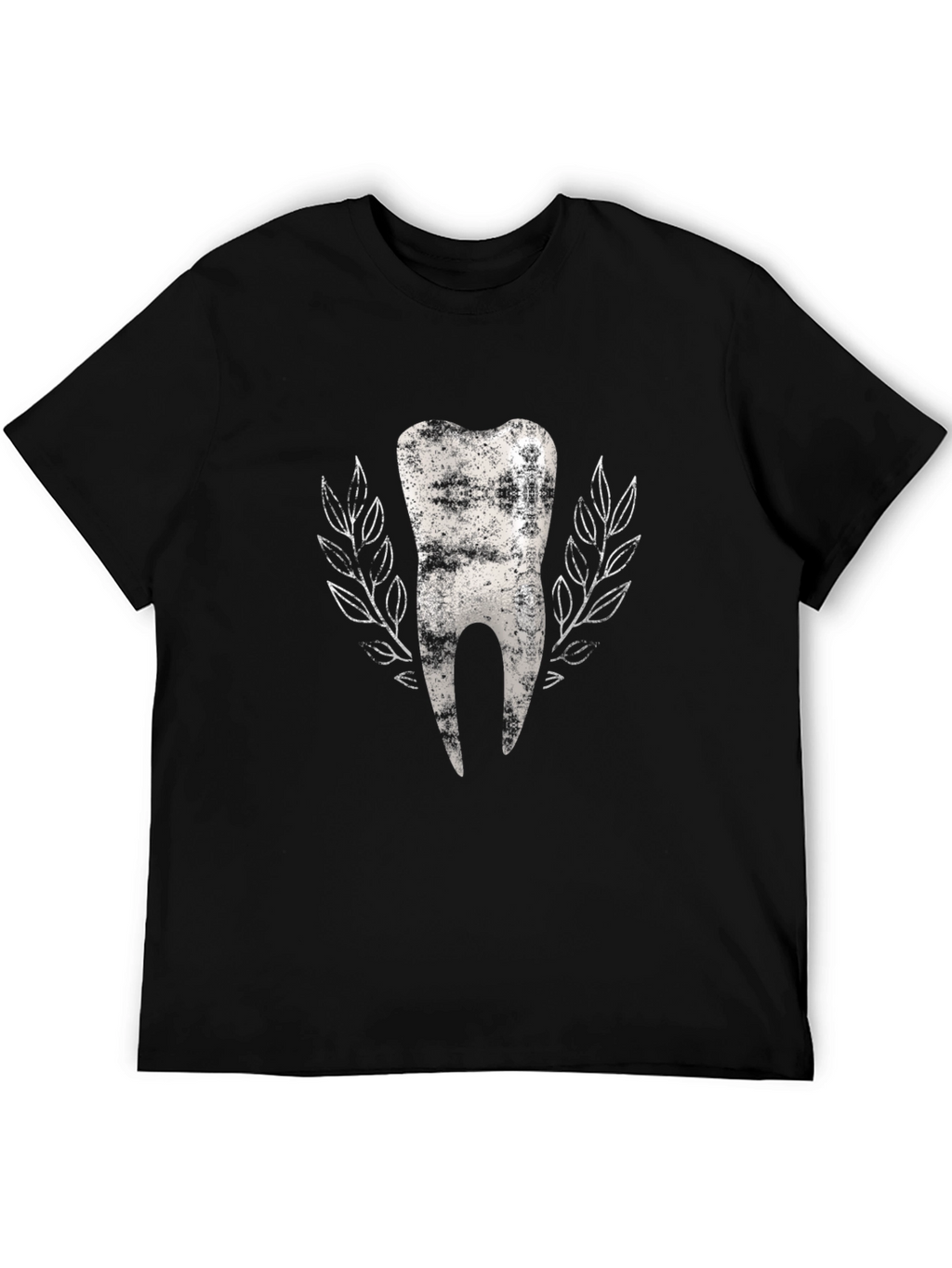 Dental Tee: Tooth Graphic Black Cotton T-Shirt
