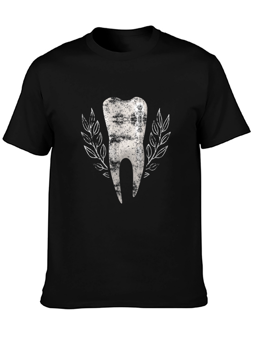 Dental Tee: Tooth Graphic Black Cotton T-Shirt