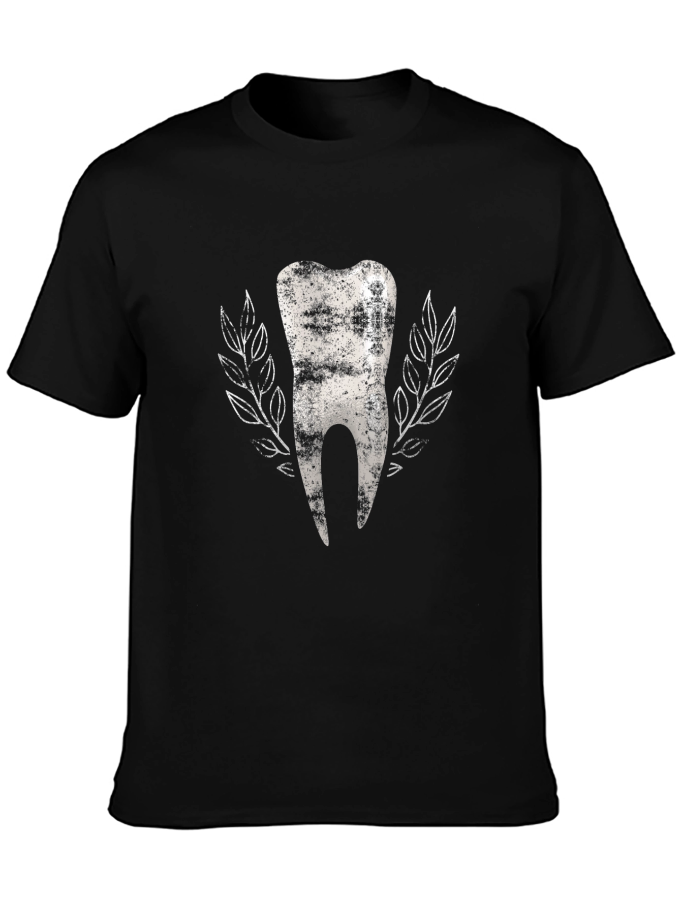 Dental Tee: Tooth Graphic Black Cotton T-Shirt