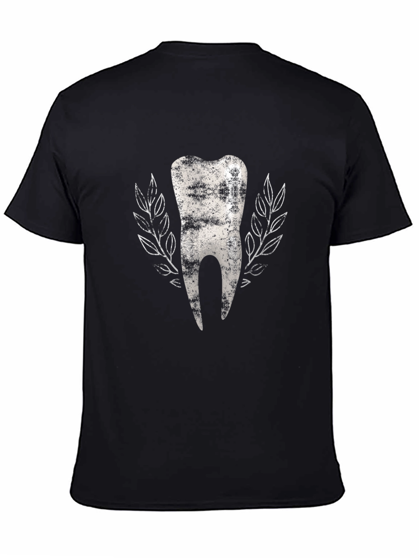 Dental Tee: Tooth Graphic Black Cotton T-Shirt