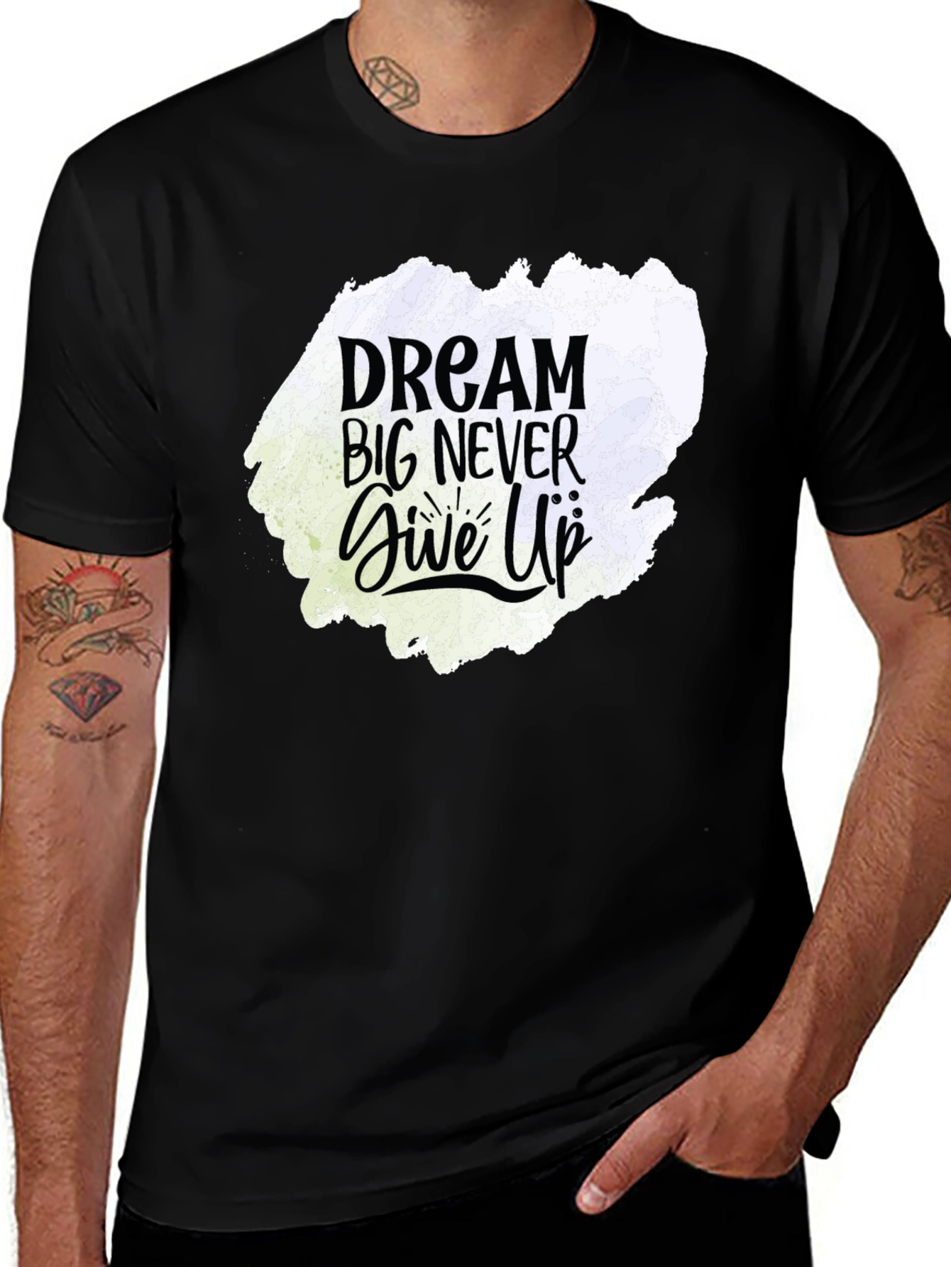 Dream Big Never Give Up Graphic Tee - Black