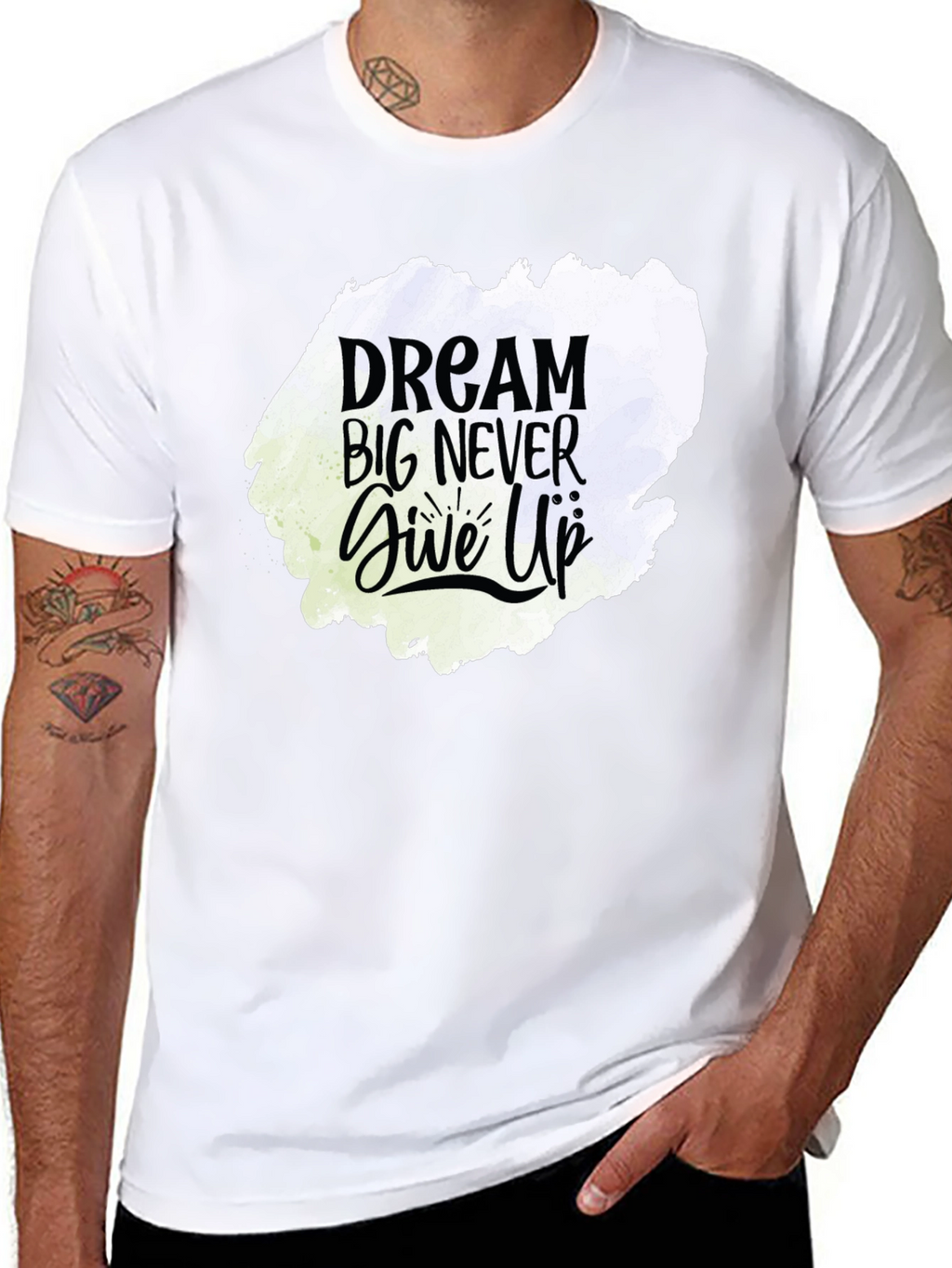 Dream Big Never Give Up Graphic Tee - Black