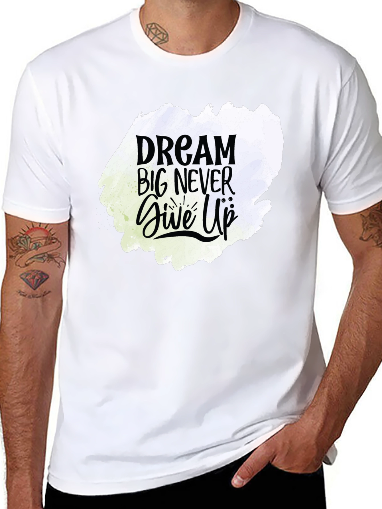 Dream Big Never Give Up Graphic Tee - Black