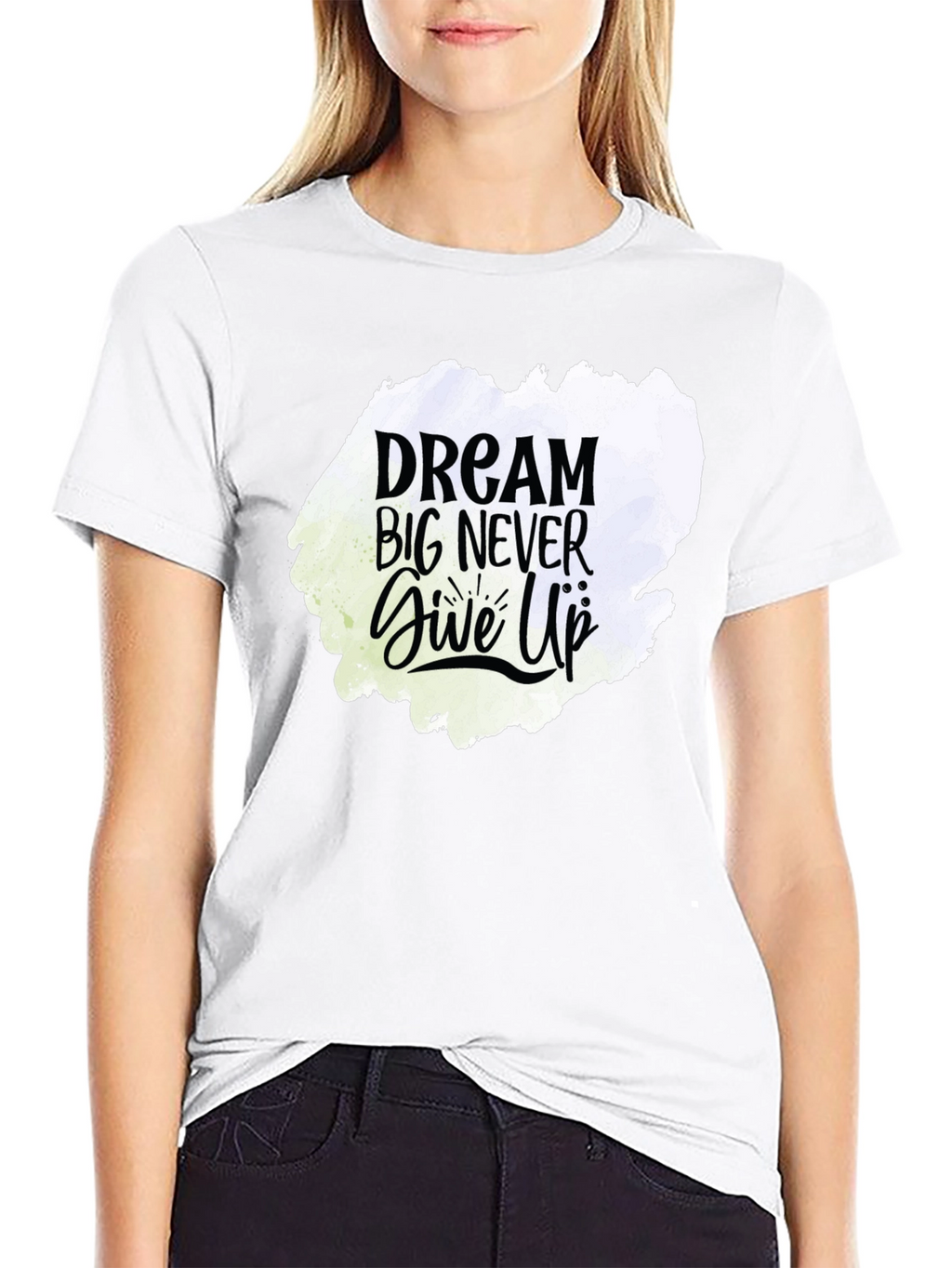 Dream Big Never Give Up Graphic Tee - Black