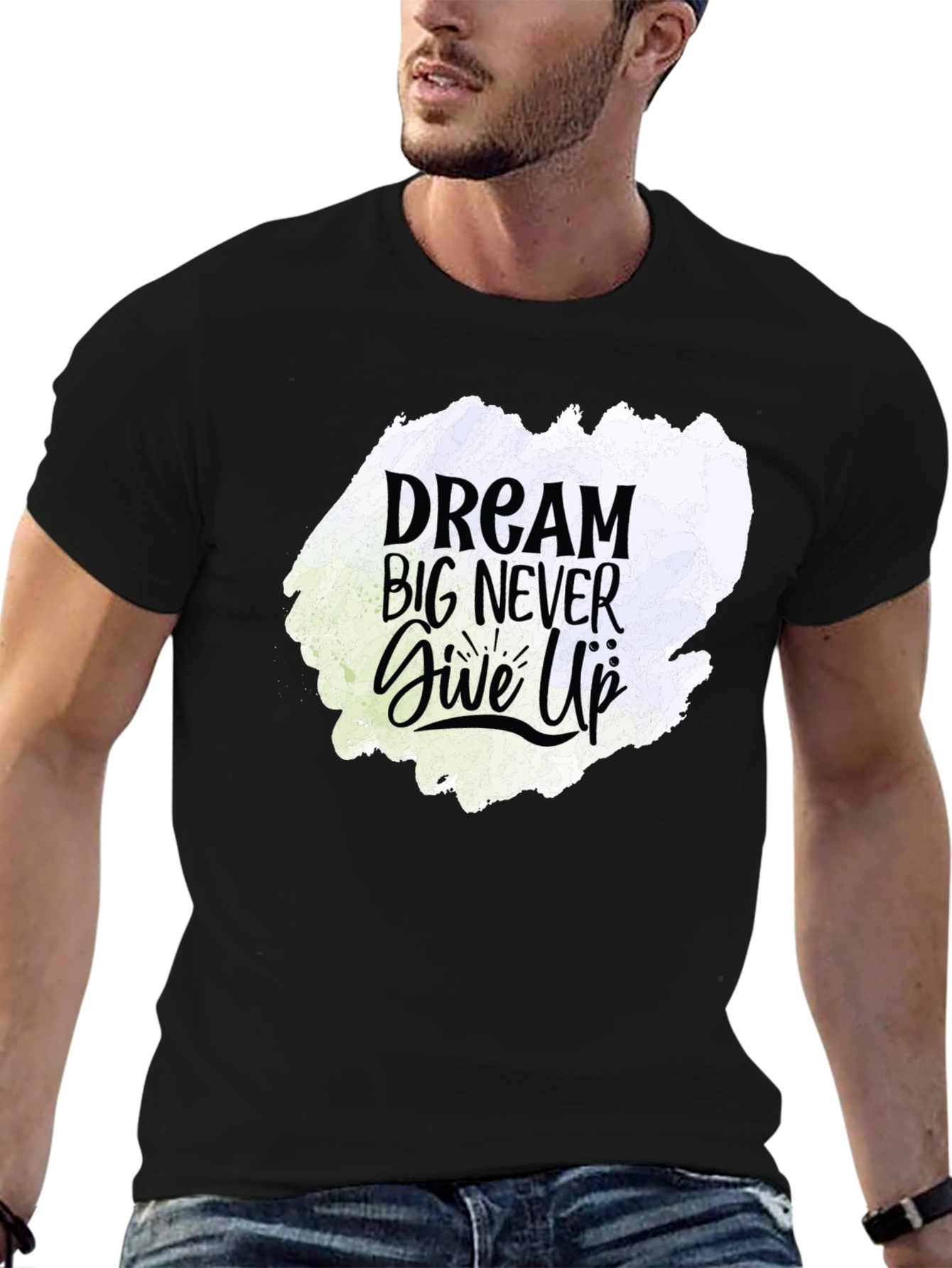 Dream Big Never Give Up Graphic Tee - Black