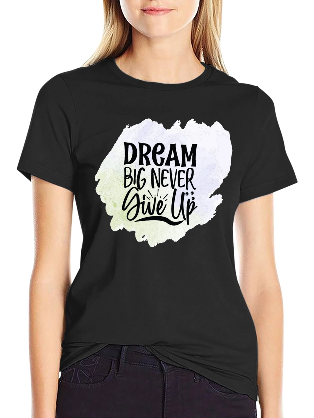 Dream Big Never Give Up Graphic Tee - Black