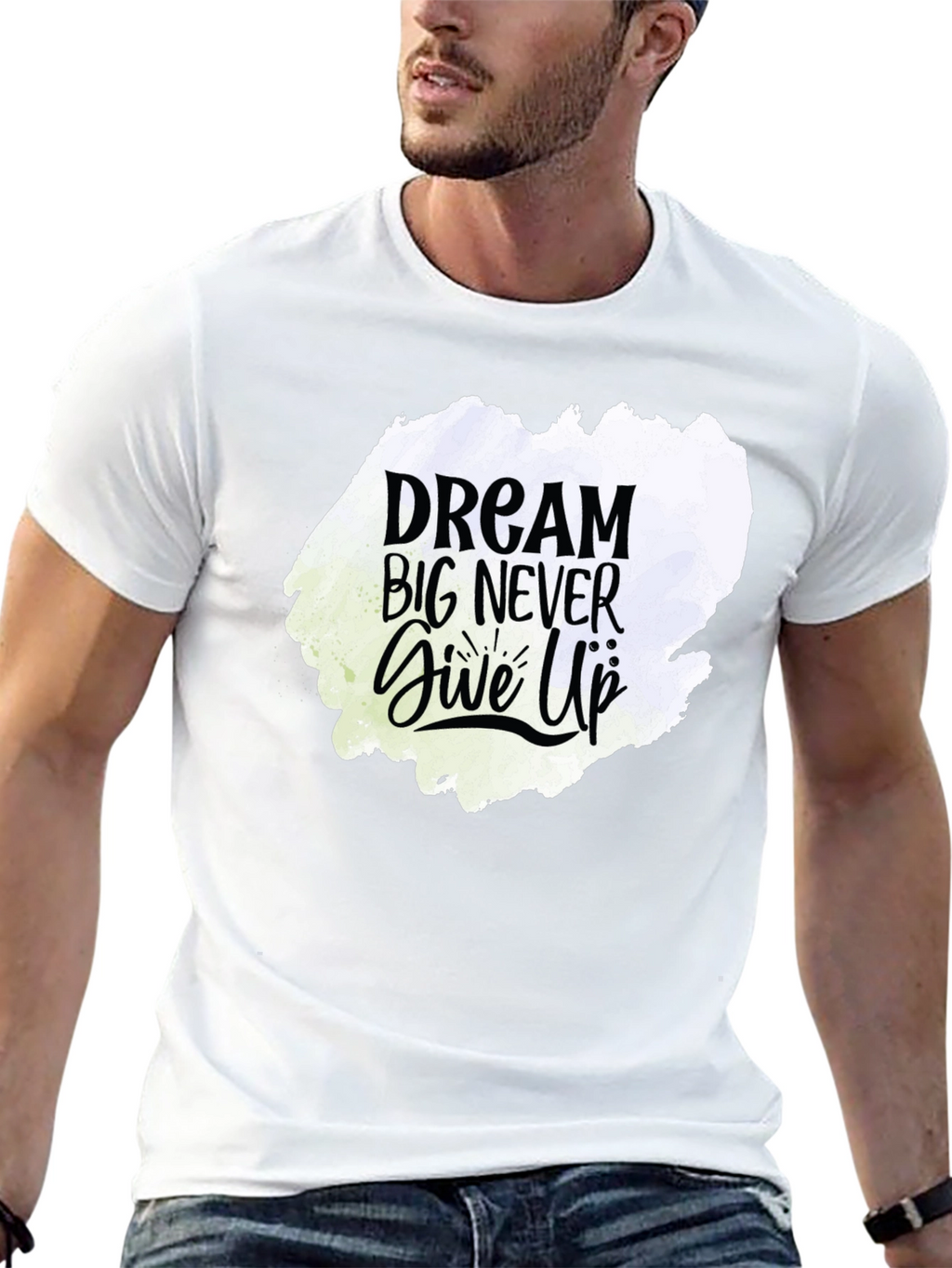 Dream Big Never Give Up Graphic Tee - Black