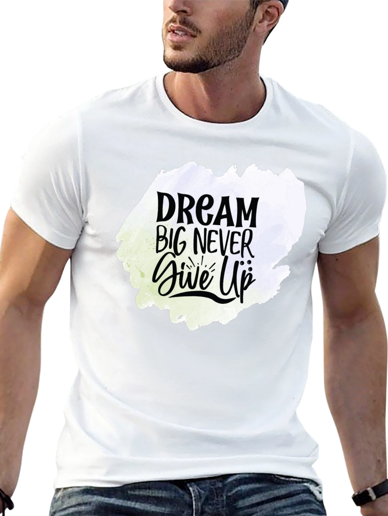 Dream Big Never Give Up Graphic Tee - Black
